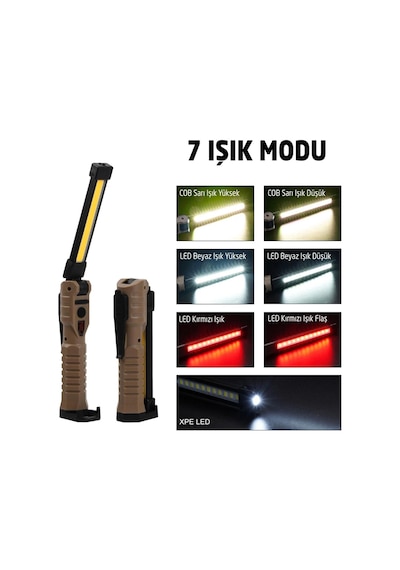 Rox 0224 Mini Şarjlı Katlanır Çok Amaçlı Çalışma Feneri 1000 Lm Çok Renkli