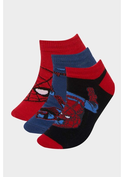 DeFacto Erkek Çocuk Marvel Spiderman 3'lü Pamuklu Patik Çorap F4614A8NSKR1