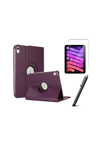 Apple İpad Mini 6 2021 Kılıf A2567 A2568 A2569 Uyumlu 360 Dönerli Tablet Kılıfı 3lü Set Arka Kapak