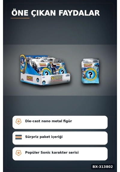 4 Cm Metal Die-cast Mini Sonic Figur Koleksiyon Paketi Surpriz Nano Oyun Bx-313802