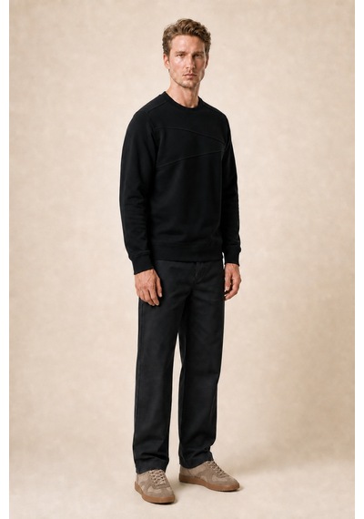 Redline Lines Regular Fit Kışlık Sweatshirt Siyah