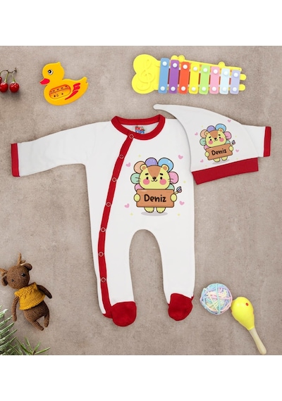 Bk Kids Kişiye Özel Bebek Kıyafeti, Bebek Giyim Hediyesi, Tulum Zıbın Ve Kukuletalı Şapka Seti-10 Çok Renkli