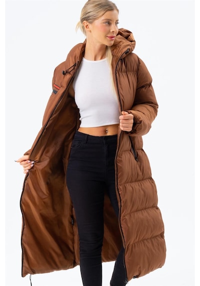 Z6756 Dewberry Bayan Şişme Kaban-camel-camel Camel