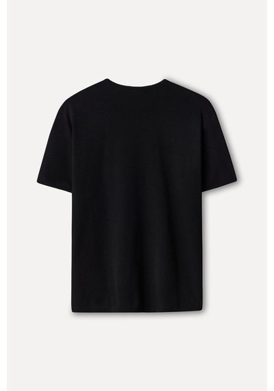 Mudo Erkek Erkek Siyah Bisiklet Yaka T-shirt 1272559