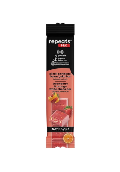 Pro Yüksek Proteinli Çilekli Portakallı Beyaz Çoko Bar 35gr
