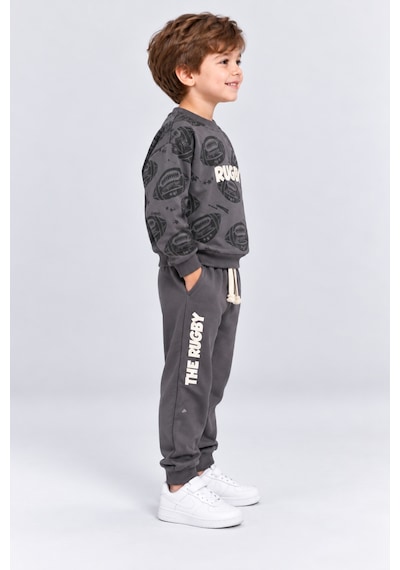 Ahengim Erkek Çocuk Rugby Topu Baskılı Pamuklu Sweatshirt Ve Pantolon Eşofman Takımı Ak119 Gri Ahengim Erkek Çocuk Rugby Topu Baskılı Pamuklu Sweatshirt Ve Pantolon Eşofman Takımı Ak119 Gri