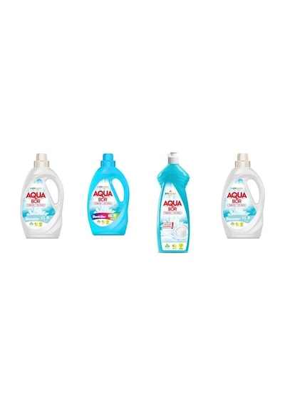 Aquabor Doğal Mineralli Sıvı Beyaz + Sıvı Renkliler + Elde Bulaşık + Sıvı Beyaz 4 Lü Set 0.75 LT - 2.5 LT - 12 KG
