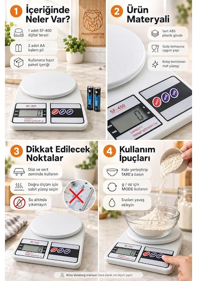 Dijital Hassas Mutfak Terazisi 10 Kg Elektronik Tartı Mutfak Kuför 720704 Çok Renkli