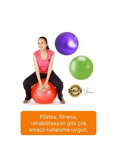 Svein 65 Cm Yoga Pilates Topu Ve Şişirme Pompası Hediye Denge Egzersiz Aerobik Jimnastik Reformer Spor Set