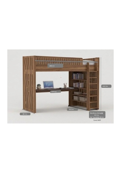 Ranza Çalışmalı Kıtaplıklı 1.sınıf Mdf 190 90cm 190 x 90