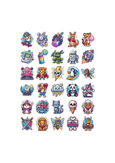 Sevimli Karakterler Maskot Sticker Seti 150 Adet - 5'li Mega Paket No26 - Laptop Defter Ajanda Çok Renkli