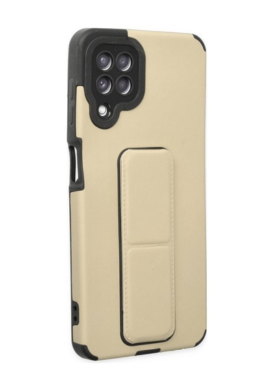 Samsung Galaxy  Uyumlu,  A22 Kılıf Mega Standlı Silikon - Gold