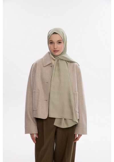 Mirsoy Scarf İpeksi Jakar Şal V Desen Yeşil