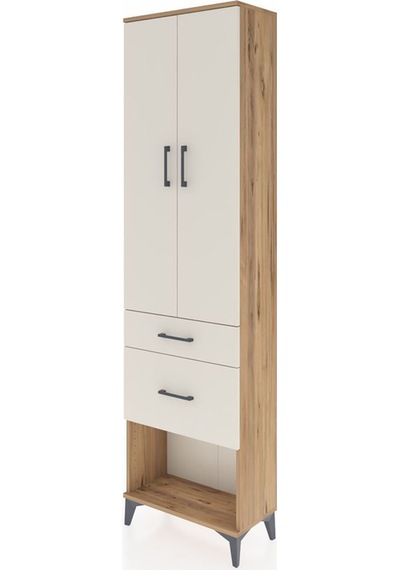 Arges Dolap 2 Raflı 2 Çekmeceli Tek Askılı 60x30x221 Çam-aytaşı Çam
