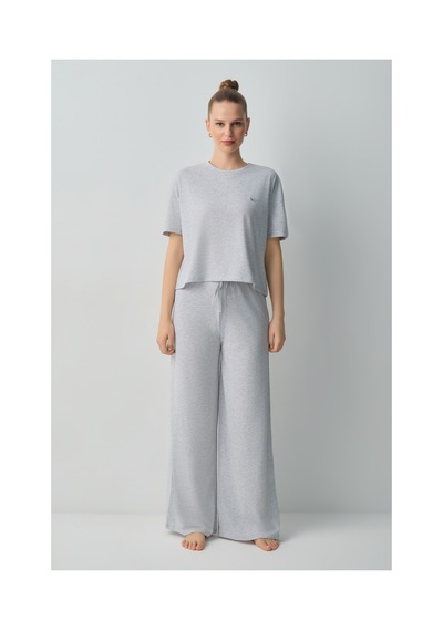 Suwen Casual Pamuklu Pijama Takımı Wsh10510004051 Gri Melanj
