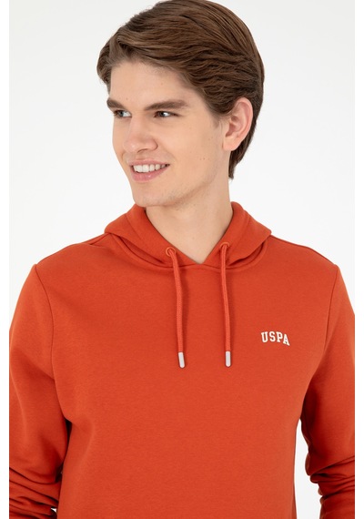 U.S. Polo Assn. Erkek Kapüşonlu Kiremit Basic Şardonlu Sweatshirt 50295176-VR031