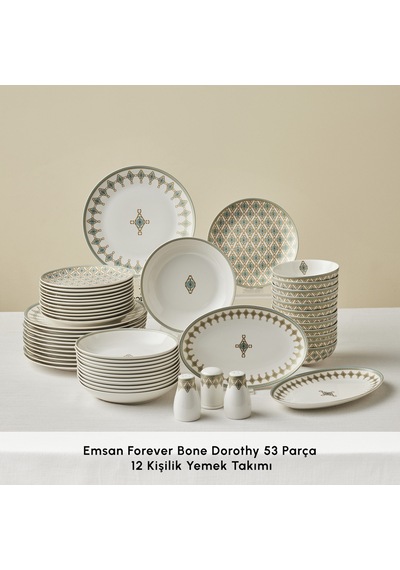 Emsan Forever Bone Dorothy 53 Parça 12 Kişilik Yemek Takımı Altın