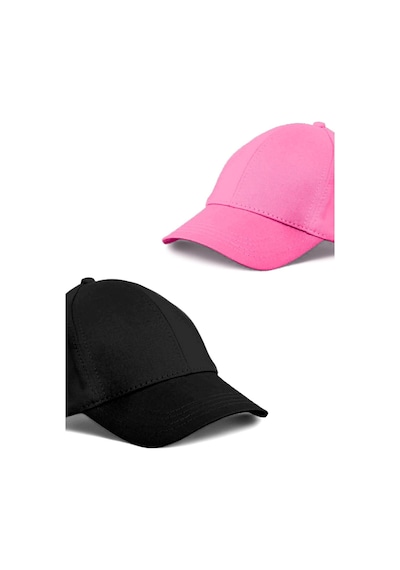 Unisex Siyah Ve Pembe Rengi 2'li Beyzbol Şapka Seti - Unisex Siyah - Pembe