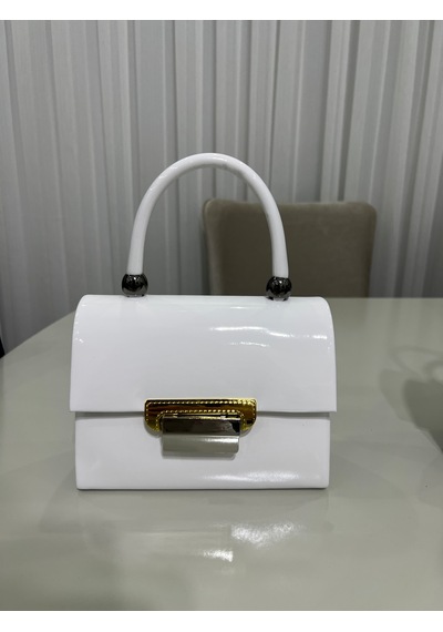 Öznora Abiye Çanta - Zincir Askı Detaylı, Minimal Model - Rugan Beyaz
