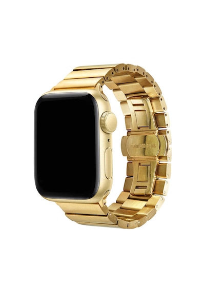 Ekılıf - Apple Uyumlu  Watch Ultra 49mm - Kordon Metal Strap Kayış Krd-41 - Gold