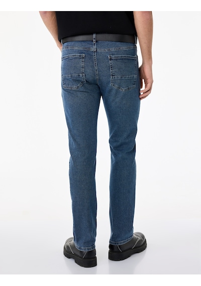 Koton Normal Bel Pamuklu Cepli Straight Fit Jean Pantolon - Mark Jean Orta İndigo 6sam40362nd