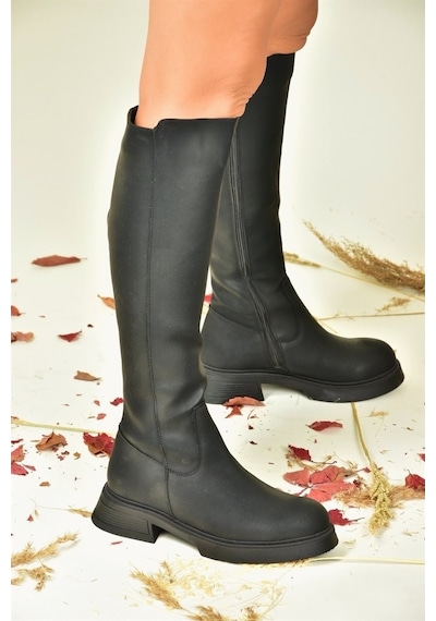 Fox Shoes Siyah Alçak Topuklu Günlük Kadın Çizme N674265109