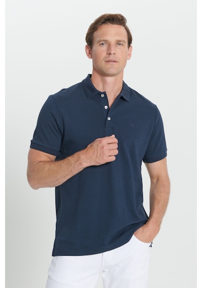 AC&Co / Altınyıldız Classics Erkek Lacı Slim Fit Dar Kesim Polo Yaka %100 Pamuk Kısa Kollu Tişört Lacı Lacivert