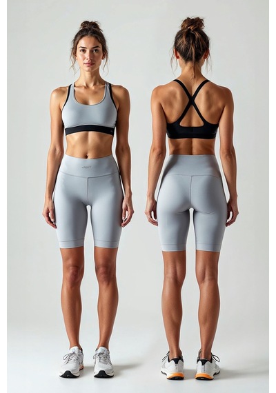 Jolt Sport Kadın Basic Düz Gri Kısa Tayt Model No : 001