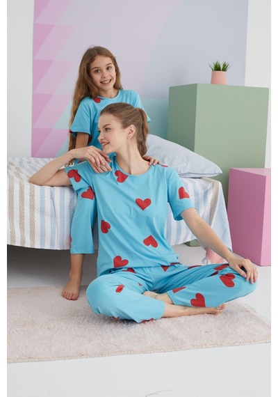 Siyah İnci Pamuklu Örme Pijama Takım 24117057 Çok Renkli
