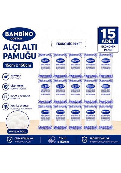 Bambino Alçı Altı Pamuğu 15 Cm 150 Cm 15 Adet