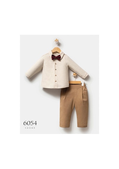 Tongs Baby Erkek Çocuk Little Secrets Papyonlu 3'lü Blazer Ceket Pantolon Takım Kahverengi 6054