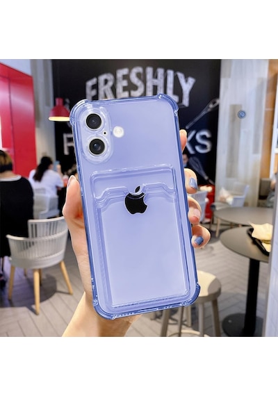 İphone 17 Uyumlu Kamera Korumalı Kartlıklı Köşeleri Airbag Tasarımlı Darbe Önleyici Mor