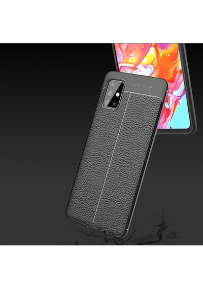 Samsung Uyumlu Galaxy A71 Kamera Korumali Deri Görünümlü Silikon Kilif 402642257