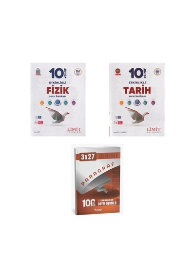 2027 Limit 10. Sınıf Etkinlikli Fizik + Tarih Soru + Anla Kazan Paragraf Deneme 3'lü Set