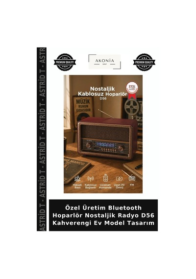 Özel Üretim Bluetooth Hoparlör Nostaljik Radyo D56 Kahverengi Ev Model Tasarım