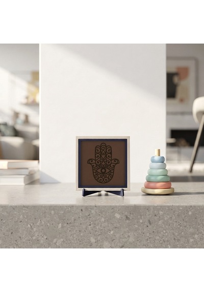 Hamsa Motifli Modern Dekoratif Obje, Yaşam Alanına Zarif Dokunuş 10x10 Cm