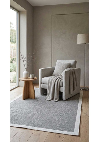 Natura Sisal Hasır Görünümlü Çerçeveli Halı Ntr09 Krem-gri