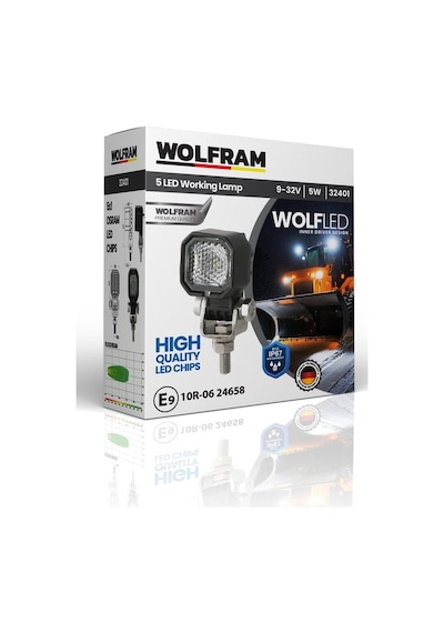 Wolfram Wolf Serisi 32401 Çalışma Lambası Kare Mini 425 Lümen Flood - Wolfram 32401