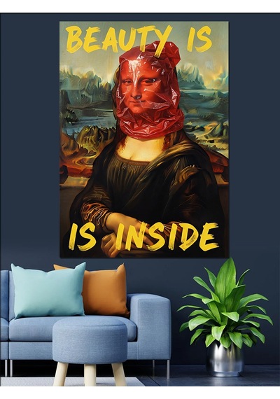 Ahşap Tablo Mona Lisa Grafiti Sanatı