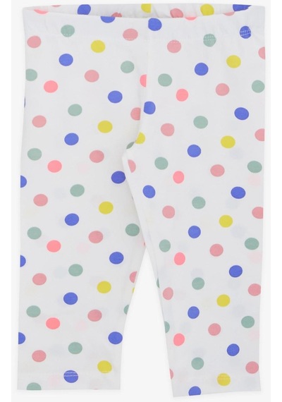 Breeze Kız Bebek Çocuk Pamuklu Renkli Puantiyetili Taytlı Takım-12726-krem Krem