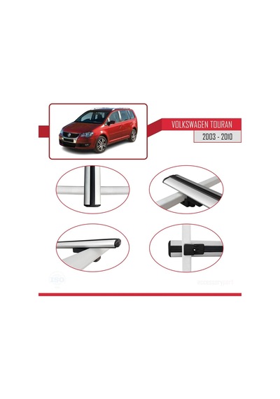 Volkswagen Touran 2003-2010 Arası İle Uyumlu Basic Model Ara Atkı Tavan Barı Gri 3 Adet