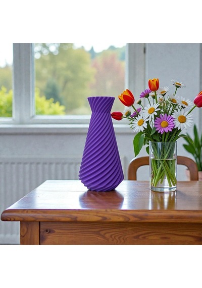 Dekoratif Modern Vazo Minimal Şık Tasarım 20 10 Cm Mor