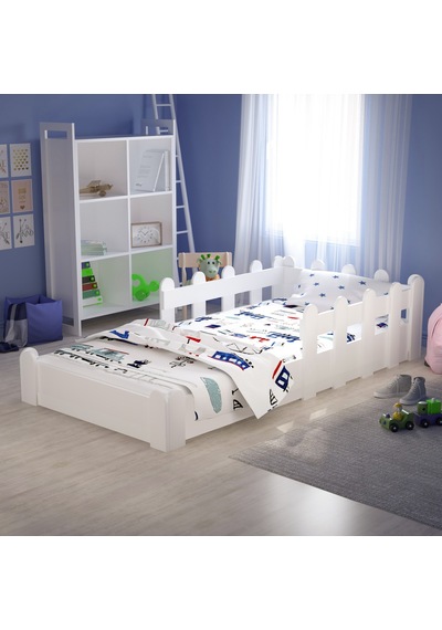 Tuliplife Montessori Karyola Beyaz 90x190 Yatak Uyumlu Oval Kesim Çocuk Yatağı-Tlp-214