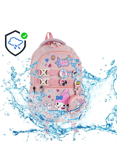 My Melody Baskılı Aksesuarlı Ortopedik Su Geçirmez Ultra Lüx Okul Çantası Termal Beslenme Ve Kalemlik Pembe