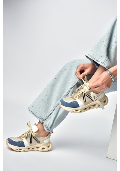 Fox Shoes Y312611009 Lacivert/vizon Kalın Tabanlı Spor Ayakkabı Sneakers