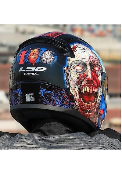 Ls2 Rapıd 2 Zombıe Fullface Motosiklet Kaskı Gri Camlı Kırmızı - Mavi