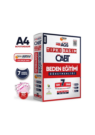 2026 MEB-AGS ÖABT Beden Eğitimi Öğretmenliği ÖSYM Tıpkı Basım 7li Deneme Paketi Dijital Cevaplı