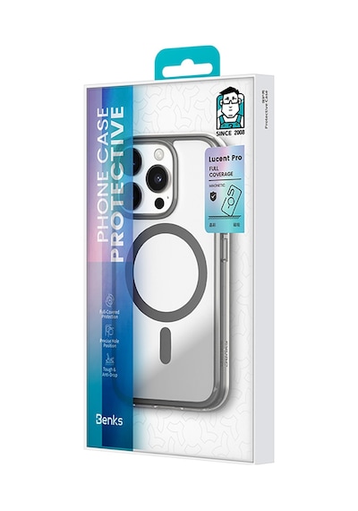 Apple Uyumlu iPhone 16 Pro Kılıf M safe Şarj Özellikli Airbagli Şeffaf Benks Lucentpro Serisi Kapak Gri