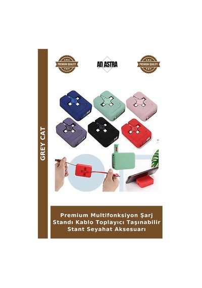 Premium Multifonksiyon Şarj Standı Kablo Toplayıcı Taşınabilir Stant Seyahat Aksesuarı
