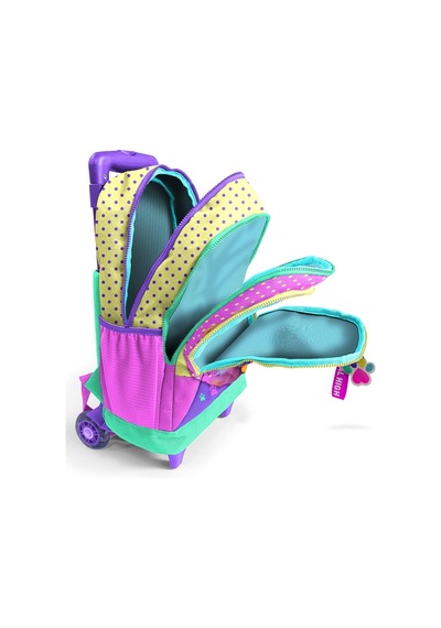 Coral High Kids Sarı Pembe Sevimli Köpek Desenli Üç Bölmeli Çekçekli Okul Sırt Çantası 23952